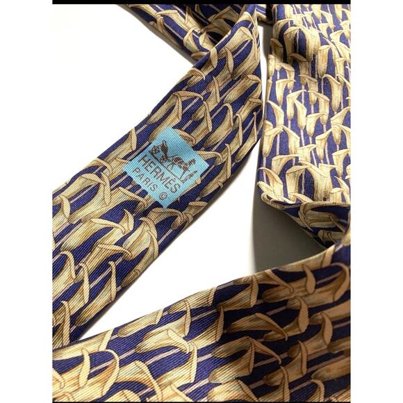 HERMES VINTAGE JACK IN THE PULPIT FLOWER TIE PLANT NATURE HIGH END FRANCE BLUE - Picture 9 of 12